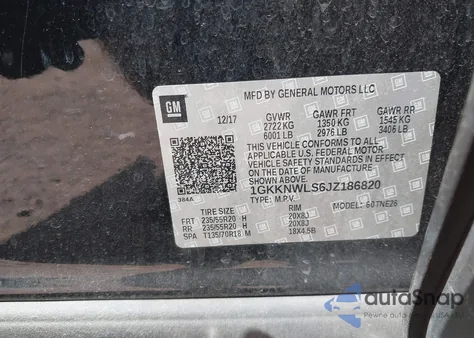 2018 GMC Acadia Slt-2 from USA, damaged, VIN 1GKKNWLS6JZ186820